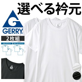 GERRY ジェリー Tシャツ メンズ 2枚組 半袖 選べる2衿 インナーTシャツ 肌着 2Pパック【C5Y】【送料無料】【ネコポス】【メンズ】