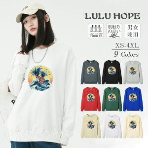 tシャツ メンズ 厚手 綿100% Tシャツ レディース 長袖 ロンT 秋 秋冬 大きいサイズ 海 夕焼け 木 パイナップル コットン 長袖 トップス レディース クルーネック 男女兼用 おしゃれ 綿 通気性 肌