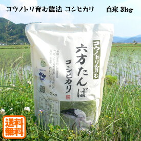 こうのとり米 白米（3kg）六方たんぼのコシヒカリ コウノトリ育む農法 令和5年産 兵庫県産 送料無料