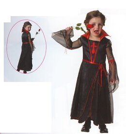 ハロウィン コスプレ HWZ ロングスリーブウィッチ 子供 キッズ 女の子 ドレス 魔女 ハロウィン 黒 仮装 変装 コスチューム 衣装