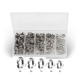 スプリットリング 5サイズ 平打ち #5 #6 #7 #8 #9 各サイズ40個 計200入