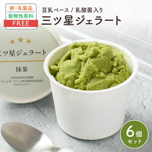 三ツ星ジェラート【抹茶 6個入】アイス 詰め合わせ / 無添加 卵 乳 不使用 アレルギー ベジタリアン ヴィーガン ハラル グルテンフリー オーガニック 豆乳 / ギフト 贈答 お中元 プレゼント