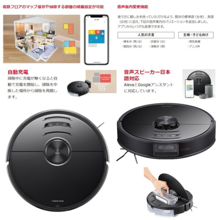 楽天市場】ロボロック ロボット掃除機 S6V52-04 ブラック Roborock 