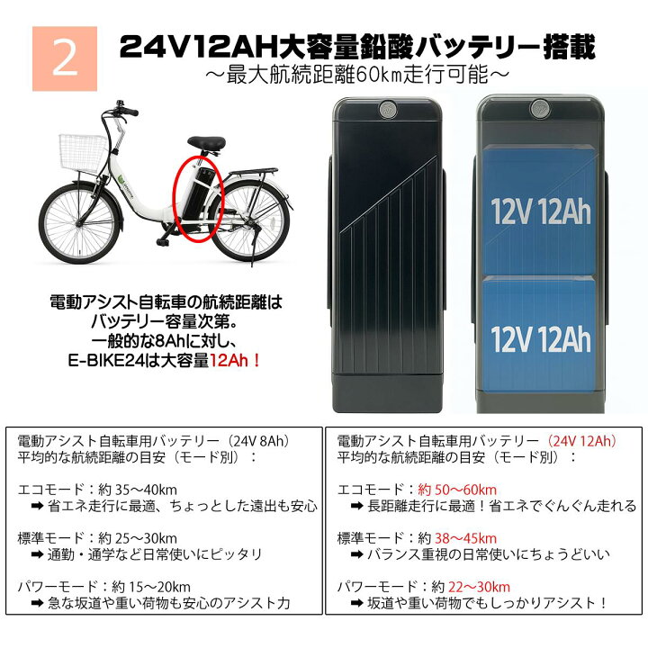 楽天市場】電動アシスト自転車 e-BIKE24 24インチ 軽量 折りたたみ可能 