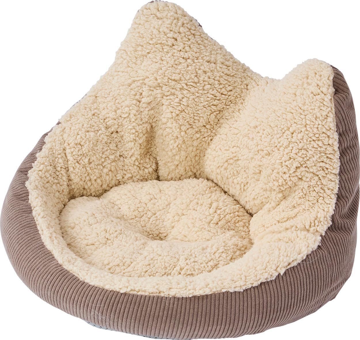 【ペティオ(Petio)】猫用ベッドあったかくつろぎベッドフチ付ネコ耳ラウンドウォームグレイ