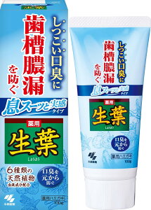【小林製薬】しつこい口臭に 息スーッと爽感タイプ 生葉 100g <ハミガキ> 医薬部外品