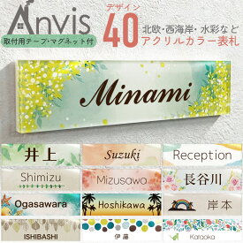 表札 カラー プレート 戸建て マンション 玄関 ポスト 長方形 両面テープ マグネット付き 貼るだけ 郵便受け 門柱 透明 ホワイト ルームプレート かわいい おしゃれ 北欧風 西海岸 水彩 シンプル 猫 模様