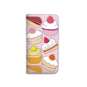 【期間限定全品ポイント10倍】手帳型 スマホケース ベルトなし 全機種対応 携帯ケース マグネットなし 食べ物 スイーツ ケーキ イチゴ 苺 ポップ スマートフォン ケース iPhone17 Pro Max Plus 16 15