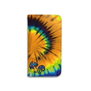 【期間限定全品ポイント10倍】手帳型 スマホケース ベルトなし 全機種対応 携帯ケース マグネットなし タイダイ エスニック アジアン 民族系 きのこ スマートフォン iPhone17 Pro Max Plus 16 15 14 X