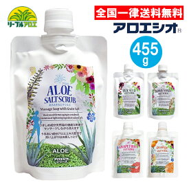 アロエシオ つぶ塩マッサージソープ 455g アロエ みかん 茶の実 米ぬか グレープフルーツ リーブルアロエ ボディソープ スクラブ マッサージ 天然塩 ひしきめ アロエ塩