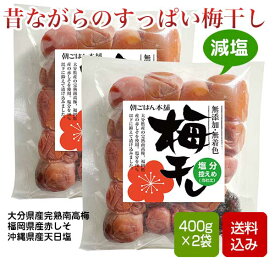 【塩分控えめ】梅干し うす塩味 無添加 しそ梅 無添加 無着色 すっぱい梅干し メール便