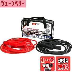 【送料無料】エマーソン(Emerson) 車用バッテリーブースターケーブル 12V 50A 3.5m ハイブリッド車救援端子対応 取っ手付き収納バッグ付き 【対応車種】軽自動車~中型自動車(1600ccクラスまで) EM-3