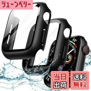 �y���������zJEDirect Apple Watch SE (2022/2020) / Series 6 5 4 44mm�p �h���P�[�X �t���ی�t�B�����t�� �����K���X�t�B�������� �n�[�hPC�o���p�[ �S�ʕی�J�o�[ 2�Z�b�g (�u���b�N)