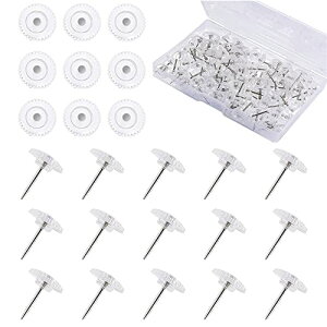 【送料無料】サムコス 文房具 リベット プッシュピン 画びょう 画鋲パンダ ドローイングスパイク 100枚入り プラスチック 固定用 ドローイングネイルズ 収納ケース付き 無色 螺旋形 透明 便