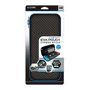 【送料無料】アローン Nintendo Switch用 カーボン調 EVAポーチ 有機ELモデルにも対応 衝撃に強い素材でキズや汚れから本体をしっかり守る 全面保護 日本メーカー ブラック×ブルー BK×BL