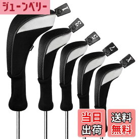 【送料無料】Andux ゴルフ ウッドドライバー ヘッドカバーロングネック 5個セット 460cc対応 MT/MG34 (ブラック)