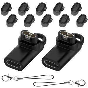 【送料無料】Seltureone【2+10セット】Garmin(ガーミン)用変換アダプター(2個)L型 Type-Cケーブル対応 + 防塵プラグ 充電ポート用(10個)TPU素材 Garmin変換マイクロ ガーミン充電ケーブル Forerunner57
