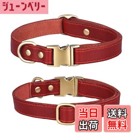 【送料無料】犬 首輪 革 犬の首輪 柔らかい 調節可能 小型犬 中型犬 大型犬 犬用品 おしゃれ 通気性 かわいい (赤, M)
