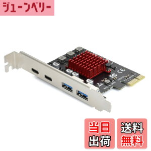 �y���������zELUTENG USB3.1���݃{�[�h 4�{�[�h �y2 USB-A & 2 USB-C�z 5Gbps PCIE�C���^�[�t�F�[�X�J�[�h USB3.0�g���J�[�h PCI-Express3.0�ڑ� PCI-E X1/X4/X8/X16 Windows 11/10/8/7/XP/Vista�Ή�