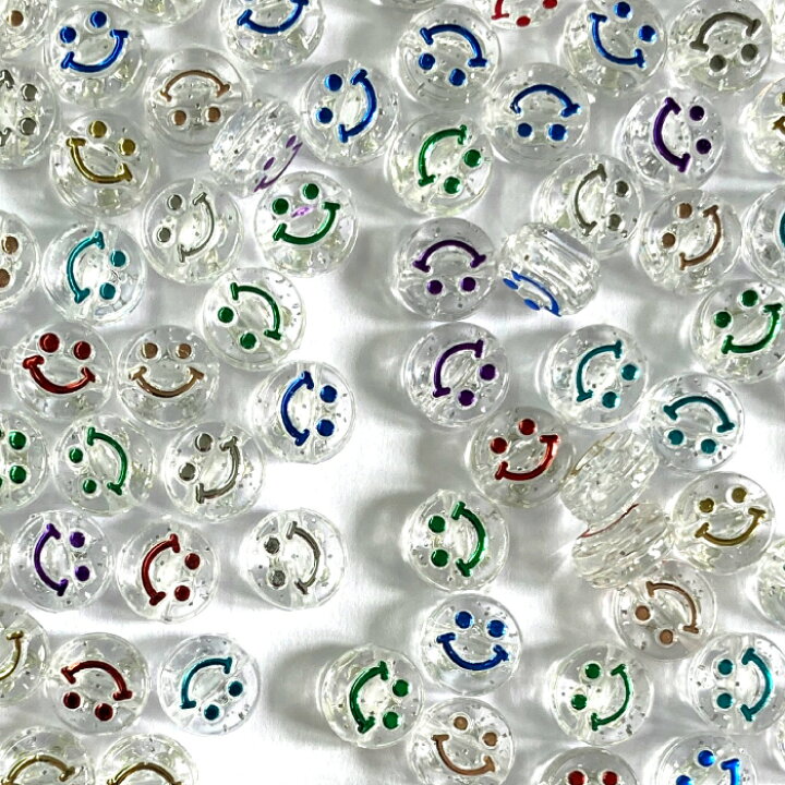 楽天市場 約50g ニコちゃん ビーズ クリアカラーアソート 10mm 約170個前後 透明 横穴 資材 素材 アクセサリー パーツ 材料 ハンドメイド 卸 問屋 手芸 Craft Tamago クラフトタマゴ