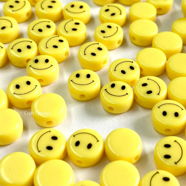 楽天市場 約50g ニコちゃん ビーズ 約10mm プラ製 約115粒前後 資材 素材 アクセサリー パーツ 材料 ハンドメイド 卸 問屋 手芸 Craft Tamago クラフトタマゴ