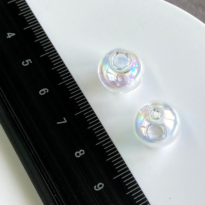 楽天市場】ガラスドーム ビーズ 12mm オーロラ 貫通穴 10個 資材 素材