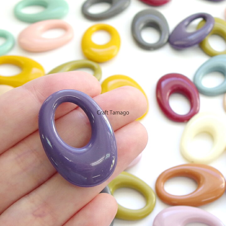 楽天市場】選べる12色 オーバルフープパーツ 10個 32.5*22.5mm 