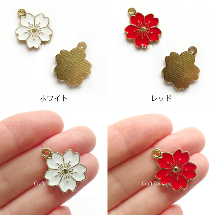 楽天市場】チャームパーツ 桜の花 17*18 ゴールド エポ付き 10個 資材 