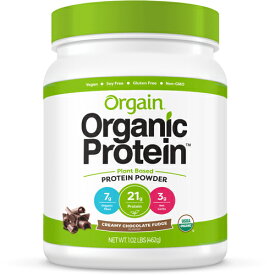 【送料無料】 オーゲイン USDA 認証 オーガニック 食物性 プロテイン パウダー クリーミー チョコレート ファッジ味 462g Orgain サプリメント ビタミン アメリカ