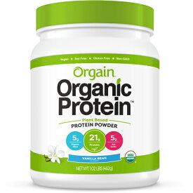 【送料無料】 オーゲイン USDA 認証 オーガニック 食物性 プロテイン パウダー バニラビーンズ味 462g Orgain サプリメント ビタミン アメリカ