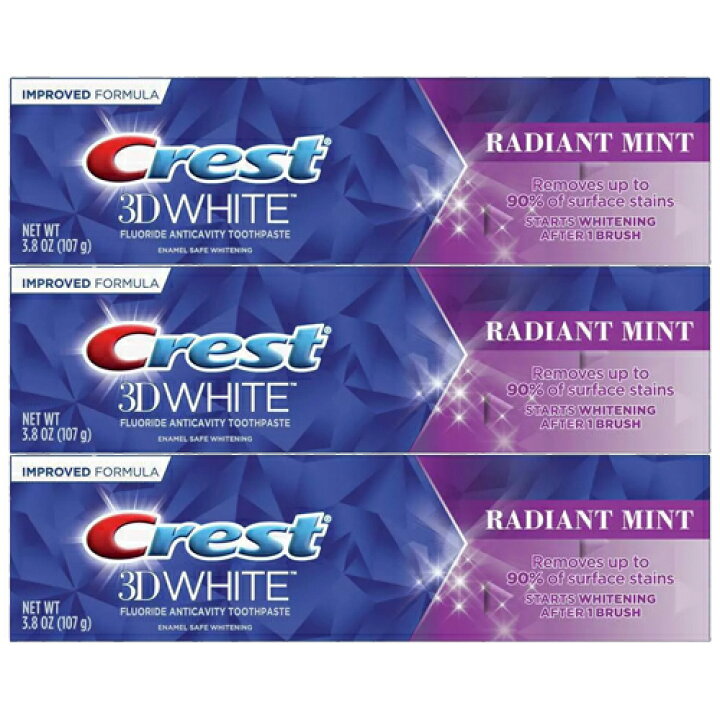 楽天市場】【送料無料】 クレスト 3D ホワイト ラディアントミント歯磨き粉 107g 【お得な ３本セット】 Crest アメリカ :  Asahical LLC