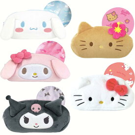 サンリオ　ぬいぐるみフェイスペンポーチ　シナモロール　マイメロディ　クロミ　ペンケース　コスメポーチ　マルチポーチ