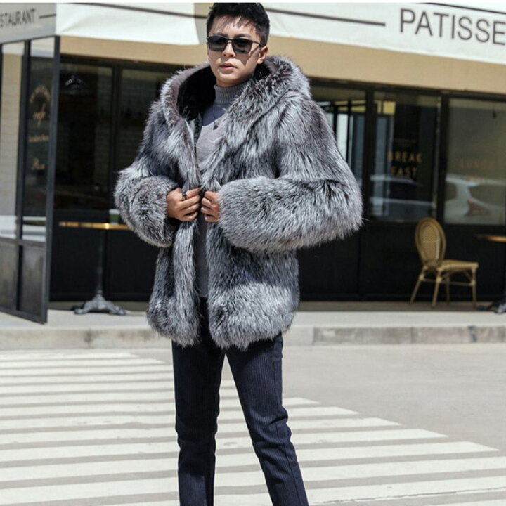 楽天市場】毛皮コート ジャケット メンズ シルバー フォックス ファー 