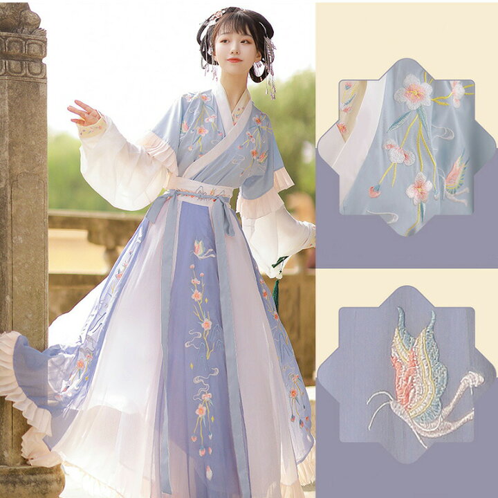 楽天市場】唐装漢服 レディース 中華服 チャイナドレス 改良版漢服 花 