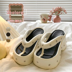 ＼楽天スーパーSALE 最大50％OFF／ビーチサンダル レディース 星柄 トングサンダル ストラップスリッパ ゴムサンダル 厚底サンダル 通気性 美脚 カジュアル 柔らかい 疲れない 歩きやすい 夏 送料無料