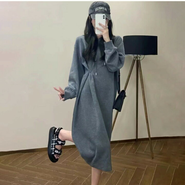 楽天市場】パーカーワンピース レディース ロングワンピ ロング丈 長袖 
