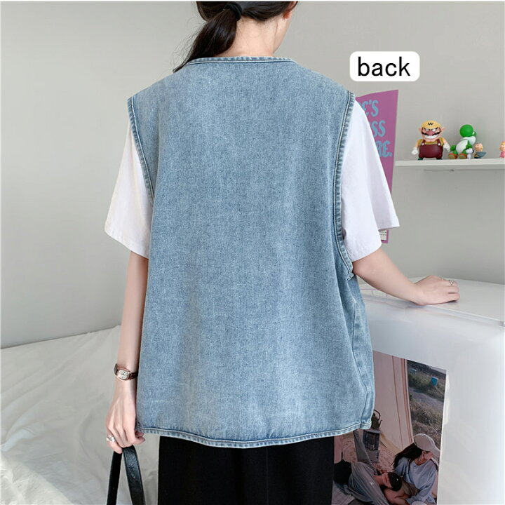 楽天市場】ベスト デニムベスト レディース 春服 デニムコート デニム 