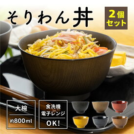 そりわん どんぶり 2個セット 800ml [丼 麺丼 食器 食洗機対応 電子レンジ対応 送料無料 和風 北欧 樹脂製 スープボウル 木目 おしゃれ ギフト うつわ ラーメン うどん そば 割れない アサヒ興洋 日本製]