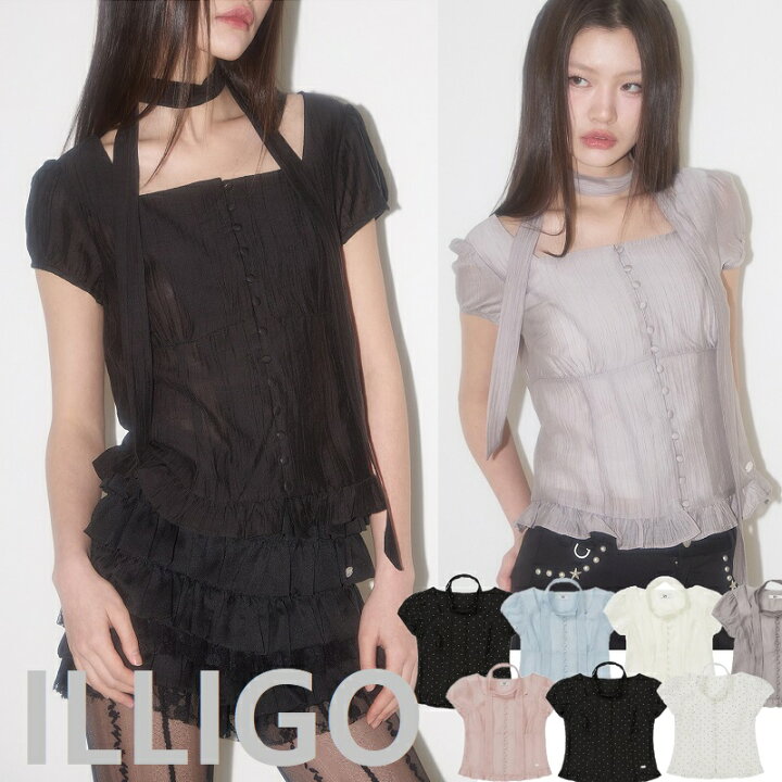 楽天市場】【ILLIGO（イリゴ）】リボンタイ スクエアネック ブラウス 7 
