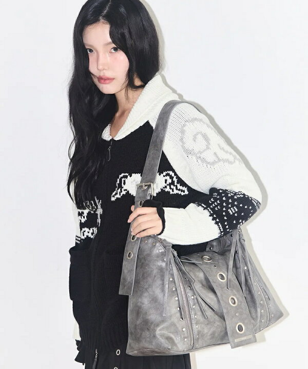 楽天市場】ILLIGO (イリゴ) Leaf Eyelet Big Shoulder Bag 3COLOR 