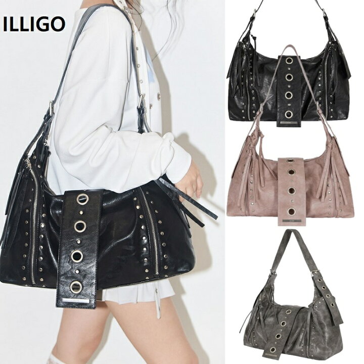 楽天市場】ILLIGO (イリゴ) Leaf Eyelet Big Shoulder Bag 3COLOR 