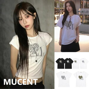 MUCENT�i���Z���g�jSierra Leopard Heart Short Sleeve T-Shirt �V�G�� ���I�p�[�h�n�[�g �����N���b�vT�V���c���I�[�o�[�T�C�Y2�^�C�v 2�F�W�J �؍��l�C ���f�B�[�X �J�W���A�� ������� �g�����h