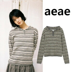 [aeae] STRIPE KNIT HOODIE ��[BEIGE] 2025 F/W �G�[�C�[�G�[�C�[ �X�g���C�v �j�b�g�t�[�f�B�[ �x�[�W�� 2025�N�H�~ ���f�B�[�X �����Y �؍��x�X�g�t�[�h �l�C �X�g���[�g ������� �J�W���A��