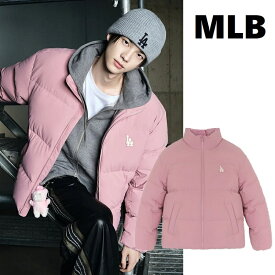 MLB（エムエルビー） Basic Curve Padding LA (L.Pink) ベーシック カーブ パディング ダウンジャケット ライトピンク 韓国ファッション 限定品 人気 完売必須 防寒 ユニセックス