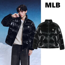 MLB（エムエルビー） Glossy Curve Padding NY (Black) 光沢 カーブパディング ダウンジャケット ブラック 韓国ファッション 限定品 人気 完売必須 防寒 ユニセックス