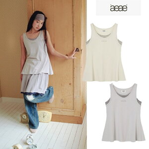 [aeae] Stripe Layered Sleeveless [2 Colors] [�G�[�C�[�G�[�C�[] �X�g���C�v ���C���[�h �X���[�u���X [2�J���[] aeae �G�[�C�[�G�[�C�[ �^���N�g�b�v �m�[�X���[�u �X���[�u���X �X�g���C�v ���C���[�h 2