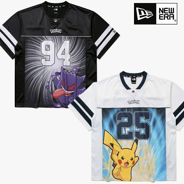 [New Era] Pokémon Mesh T-Shirt (2Color) Pokémon Gengar & Pikachu T-Shirt [ニューエラ] ポケモン メッシュ Tシャツ (2カラー) ポケットモンスター ゲンガー、ピカチュウ Tシャツ 韓国ファッション New Era ニューエラ Pokémon ポケモン ポケットモンスター