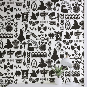 ディズニーキャラクター のりなし壁紙 ふしぎの国のアリス モノクロ・アリス NTLP-025W のり貼りタイプ 印刷範囲 幅約91cm×長さ約260cm 紙サイズ 幅約97cm×長さ約265cm 1枚入り