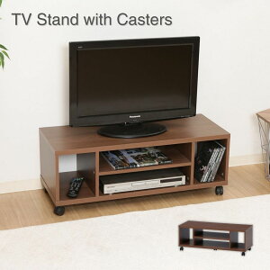 キャスター付きTV台 ミディアムブラウン 99536