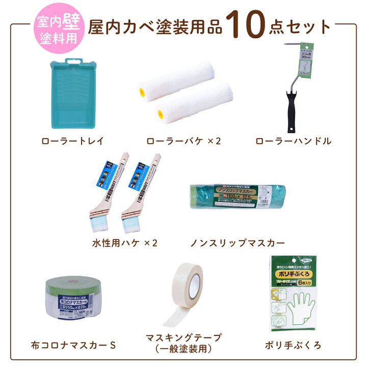 楽天市場】塗装道具 室内壁 塗装用品セット 屋内カベ用塗装 10点セット 